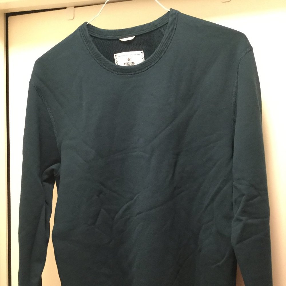 Reigning Champ Midweight Terry Crewneck Deep Teal Large Slim Fit